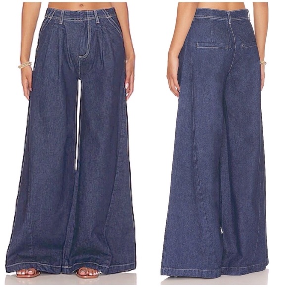 NWT Free People Eqinox wide leg denim Trousers baggy jean pants Size 28 - Picture 14 of 14